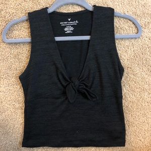 Black Front Tie Crop Top